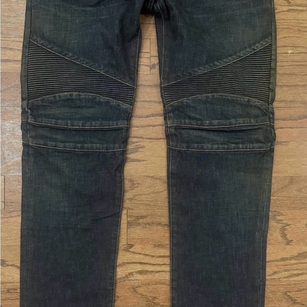 Balmain Men's Blue Denim Biker Jeans